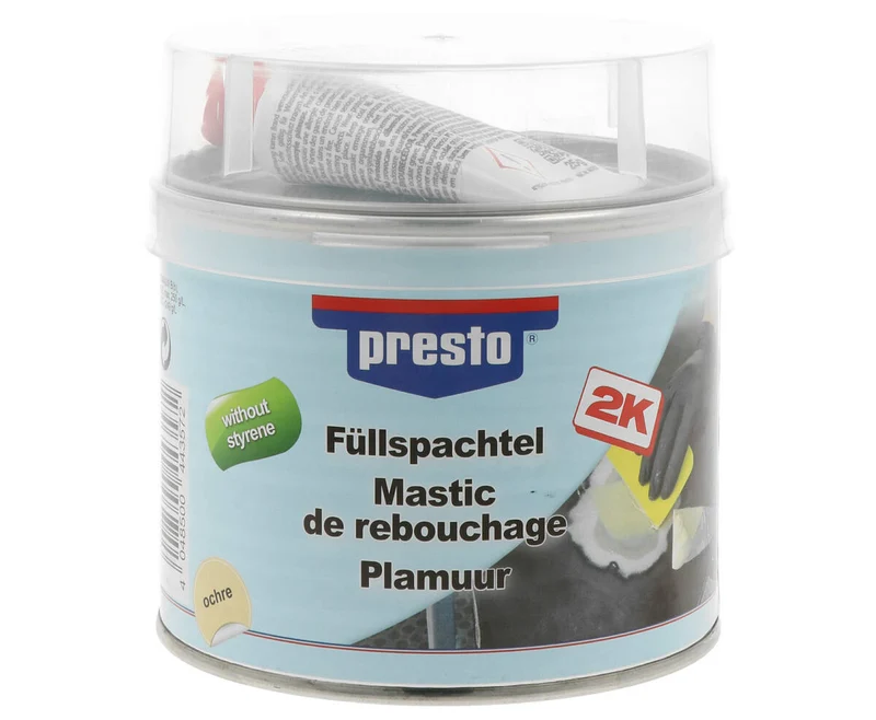 Presto Polyesterspachtel 1 kg - schnelltrocknend, leicht schleifbar, TÜV-geprüft