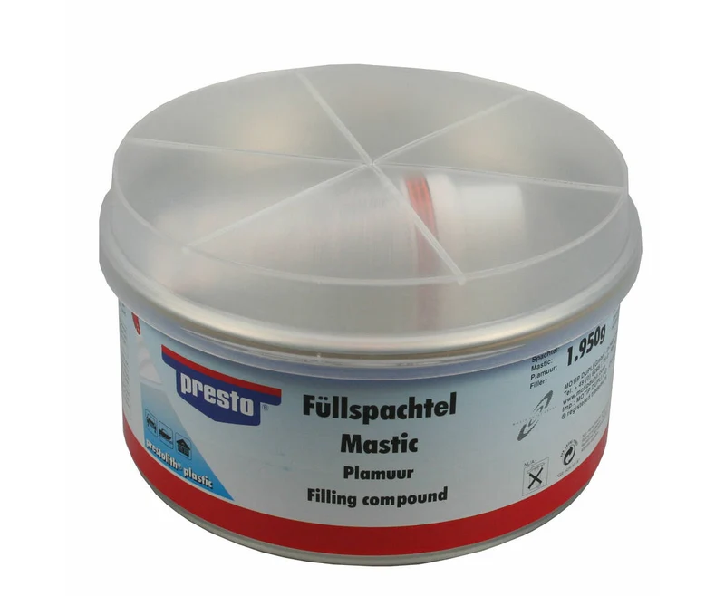 Presto Polyesterspachtel 2 kg – Schnelltrocknend, ideal für Autoreparaturen.