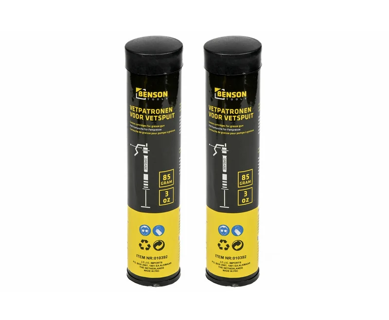 Fettkartuschen 85g für Fettpresse - Ideal für Fahrzeuglager, 2-tlg.