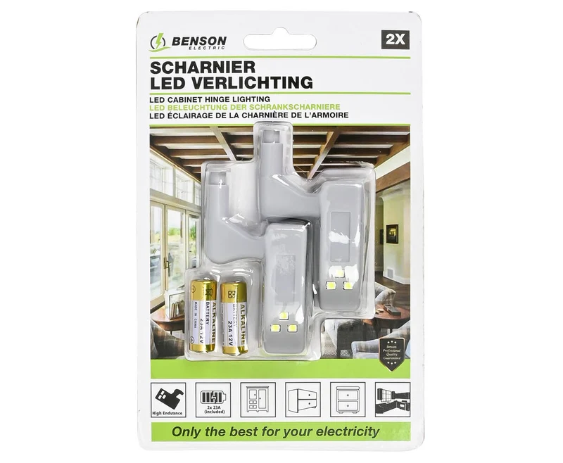 Automatische LED-Schrankbeleuchtung 3 LEDs, 2er-Set, inkl. Batterien