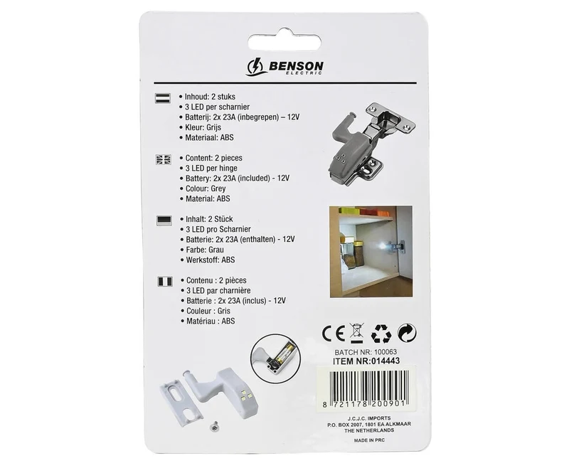 Automatische LED-Schrankbeleuchtung 3 LEDs, 2er-Set, inkl. Batterien