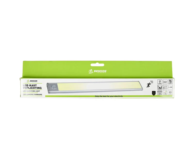 LED-Schrankleuchte 48 LEDs PIR-Sensor, USB-C aufladbar, 30 cm