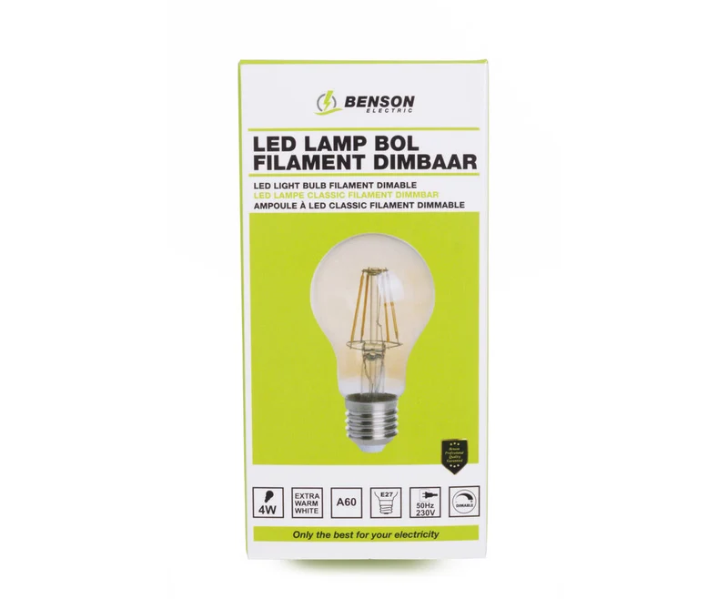LED-Lampe 4W E27 Amber, dimmbar, 2200K, 20.000 Stunden, 400 lm