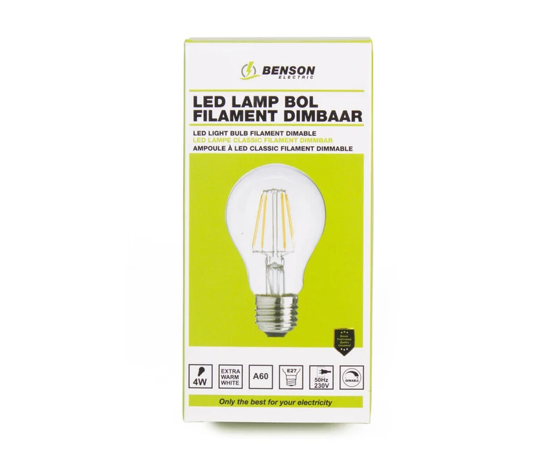LED-Lampe 4W Filament E27 dimmbar 2500K 400lm für Stimmungsbeleuchtung