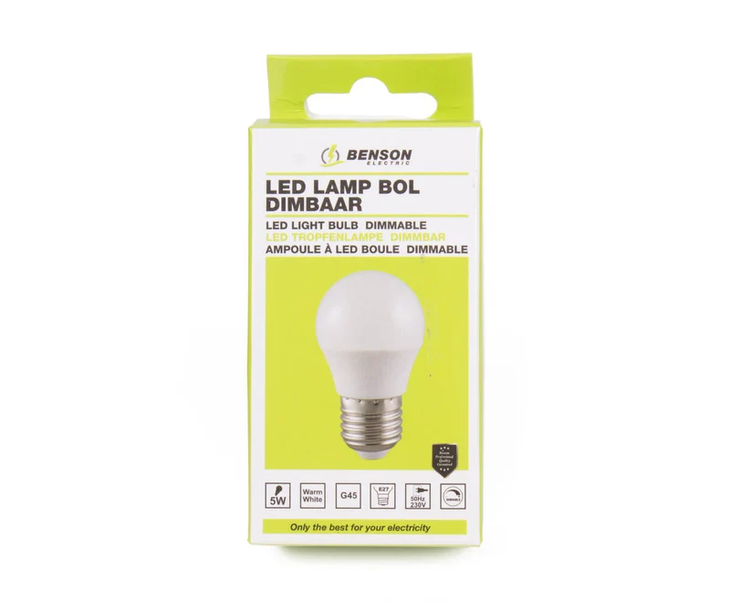 LED-Lampe G45 5W E27 dimmbar, 400lm, Warmweiß 3000K, 20.000h Lebensdauer
