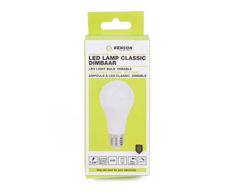 LED-Lampe 12W E27 Dimmbar, 1020lm, 2500K, 20.000h, Zuhause/Büro