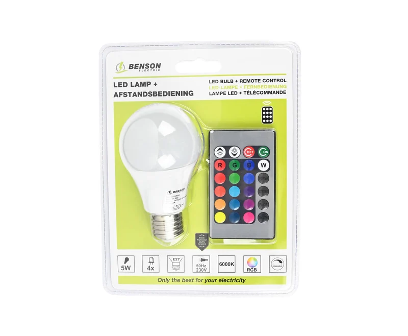 LED-Lampe E27 4W Multicolor, inkl. Fernbedienung, 16 Farben