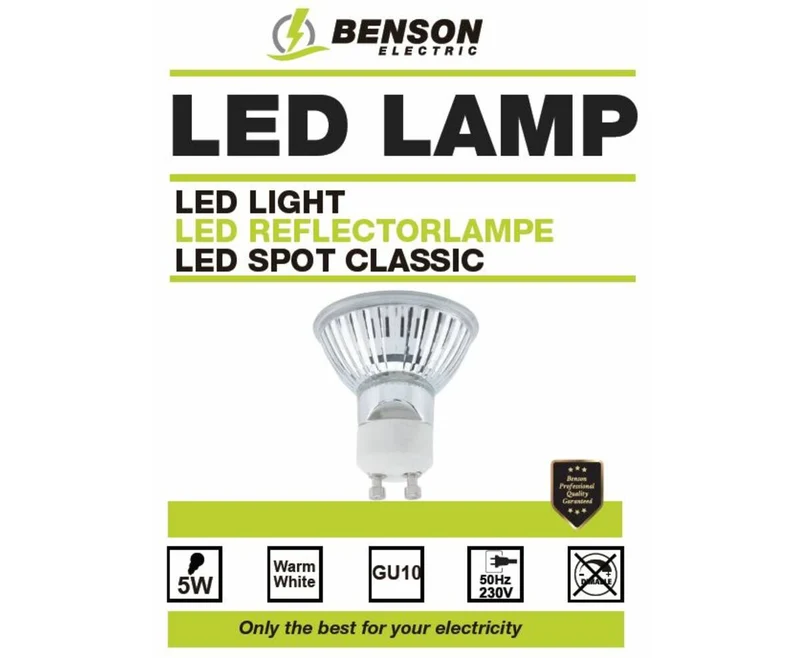 LED GU10 5W Glas, Warmweiß, 400lm, 3.000K, 25.000h, Ø50x55mm