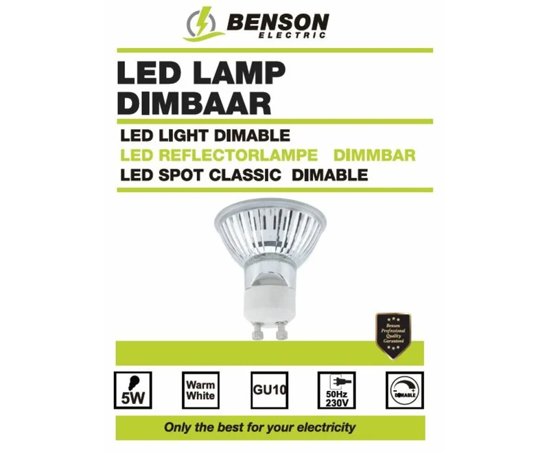 LED GU10 5W dimmbar, 400lm, 3000K, 25.000h, Ø50x55mm, Wohnraumbeleuchtung