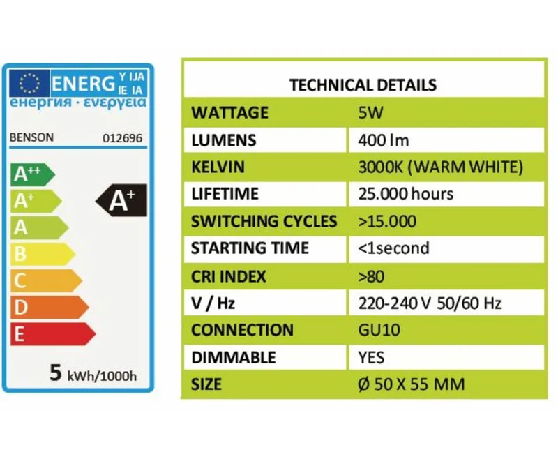 LED GU10 5W dimbare Lampe 3er-Set, 3000K, 400lm, 25.000h Lebensdauer