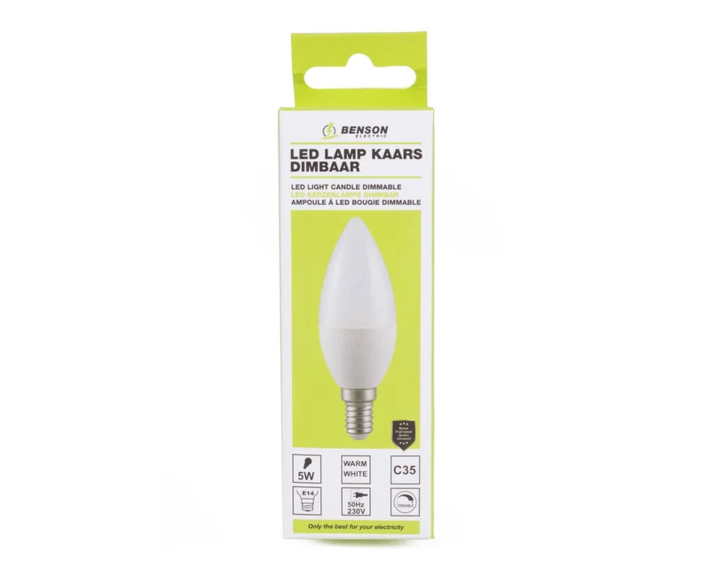LED-Kerzenlampe C35 5W E14 Dimmbar, 3000K, 400lm, 20.000 Stunden, Ø37x105mm