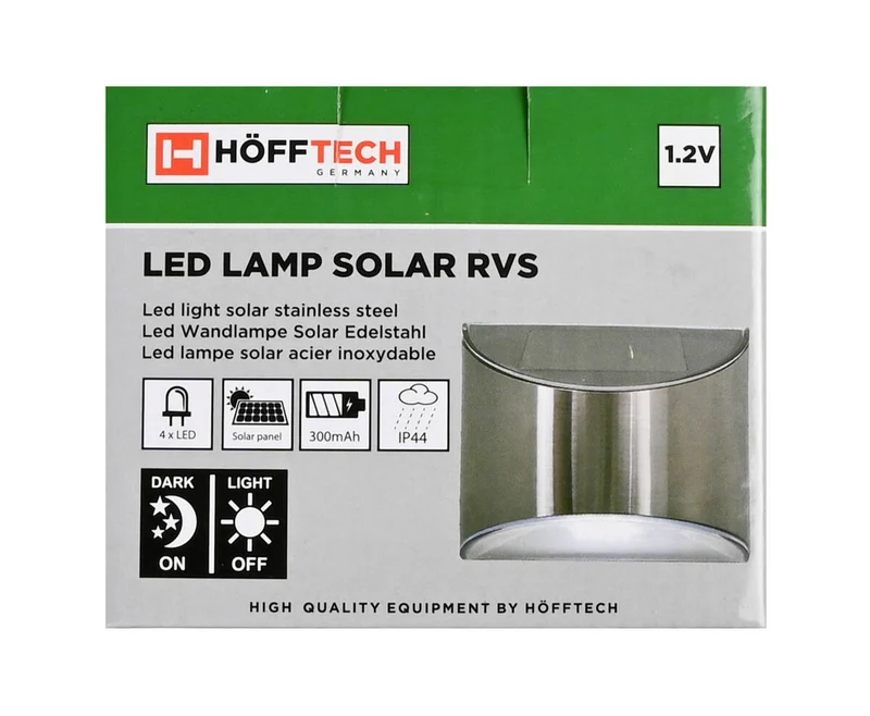Solar-LED-Lampe Edelstahl 4 SMD 1,2 V 300 mAh IP44 für Garten & Badezimmer
