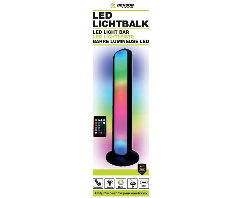 LED-Lichtleiste: RGB + Weiß, 26,5 cm, USB, 4 Lichtmodi, Fernbedienung