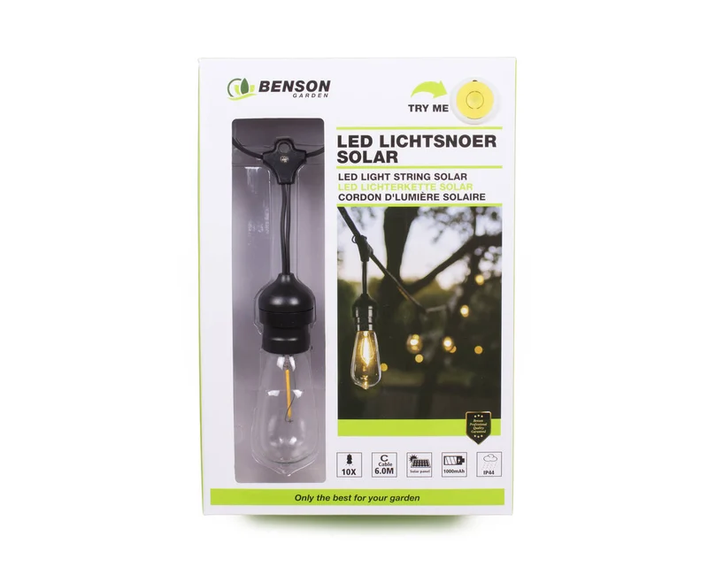 Solar-LED-Lichterkette 10-tlg., 6 m, 1000 mAh, IP44, für den Außenbereich