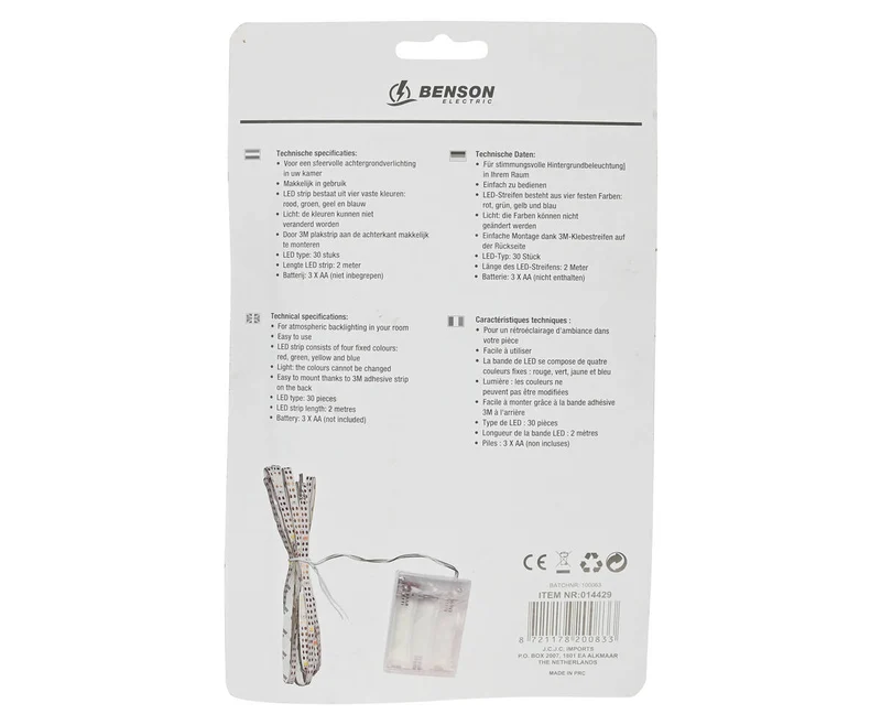 Flexibler 2m LED-Streifen, 4 Farben, Batteriebetrieb, Stimmungsbeleuchtung