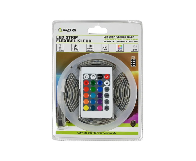 Flexibler 3m RGB-LED-Streifen mit Fernbedienung für Stimmungsbeleuchtung