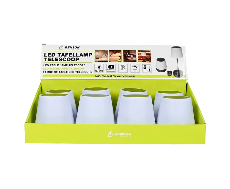 Dimmbare wiederaufladbare LED-Tischleuchte mit Teleskoparm, 120 Lumen, USB-C