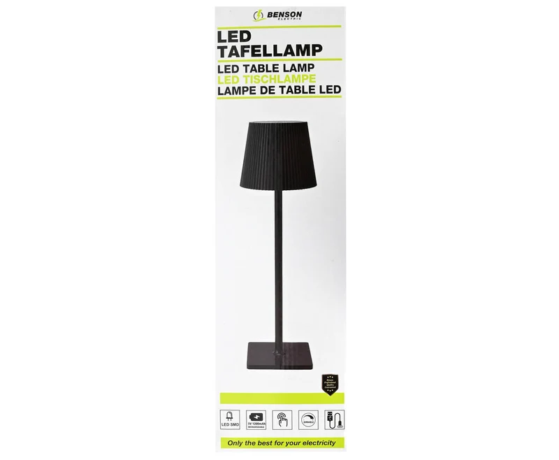 Wiederaufladbare LED-Tischleuchte 38 cm, USB-C, 3 Lichtstufen, 1200 mAh Akku