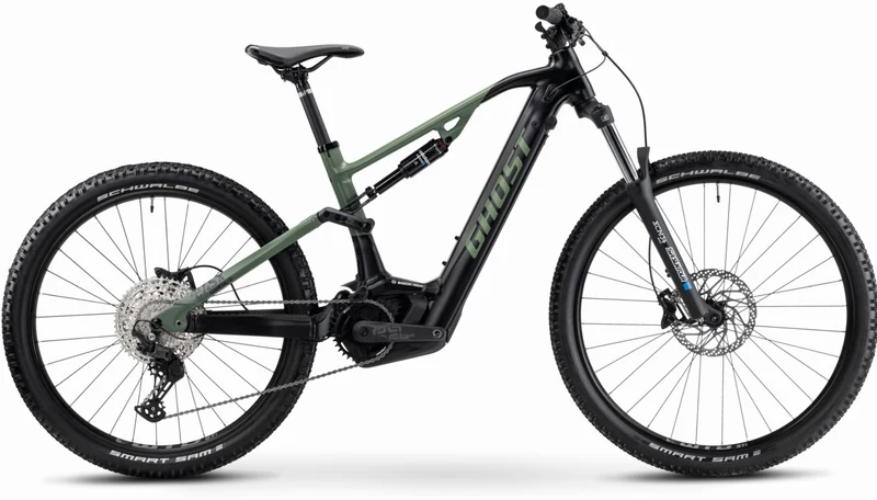 Ghost E-ASX 130 Essential 625 Wh E-Bike Fully 29"/27,5+" black/light kaki - matt