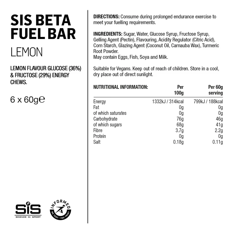 SIS Beta Fuel Energieriegel 60g Zitrone