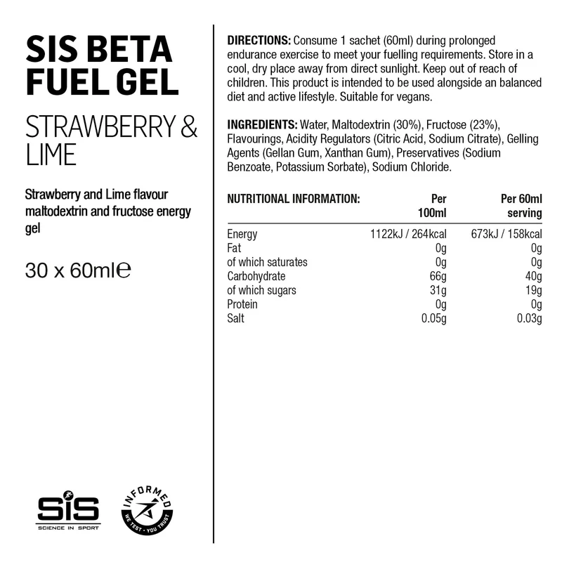 SIS Beta Fuel Gel 60ml Erdbeere/Limette