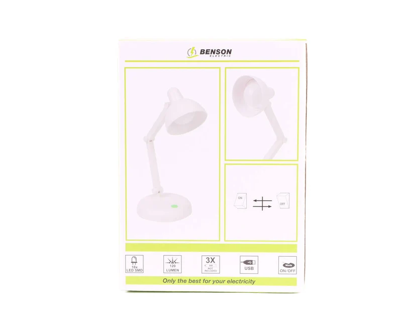 Faltbare kabellose LED-Schreibtischlampe, 120 Lumen, 6000K, Weiß, USB-Option