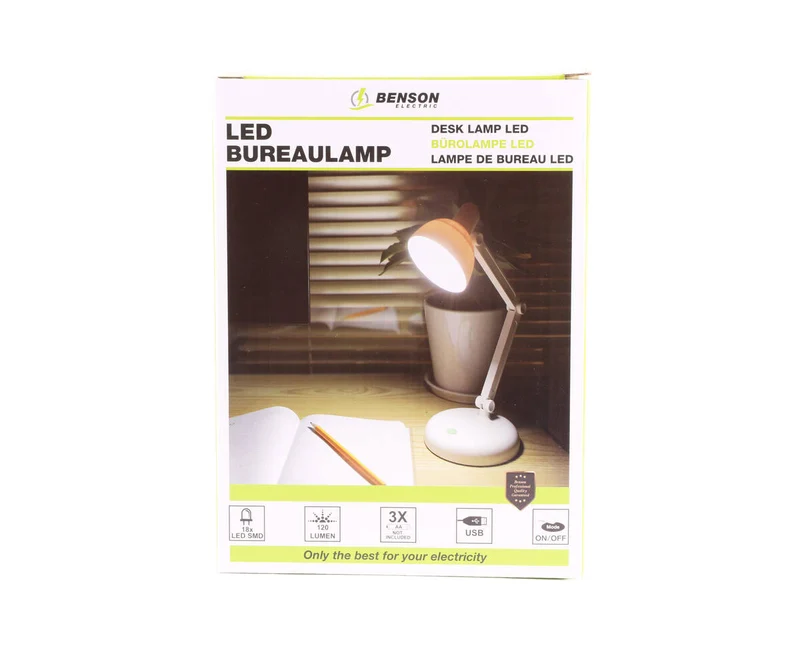 Faltbare kabellose LED-Schreibtischlampe, 120 Lumen, 6000K, Weiß, USB-Option