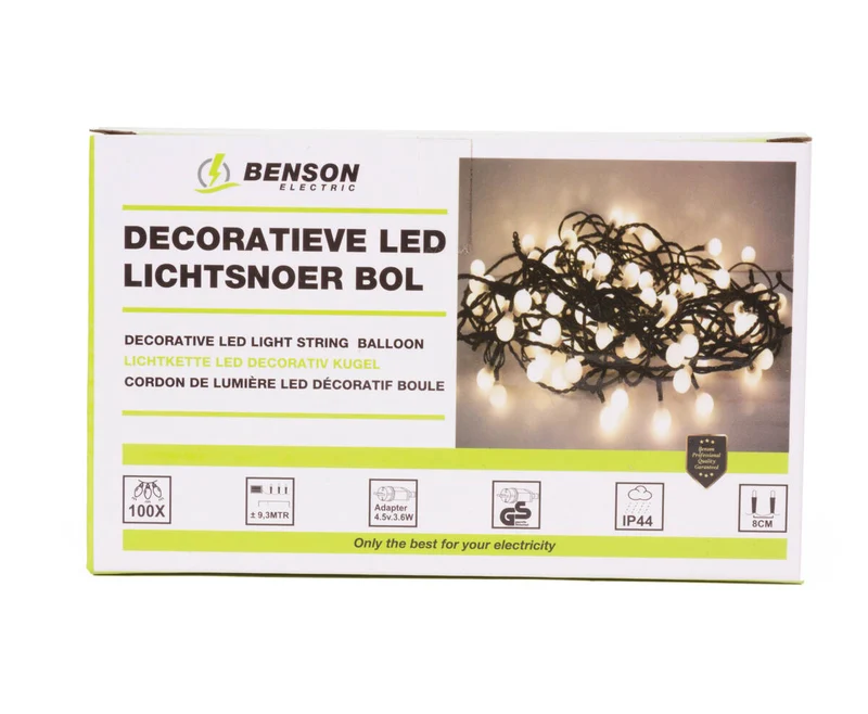 LED-Lichterkette 100 farbige LEDs, 9,3 m, für innen und außen