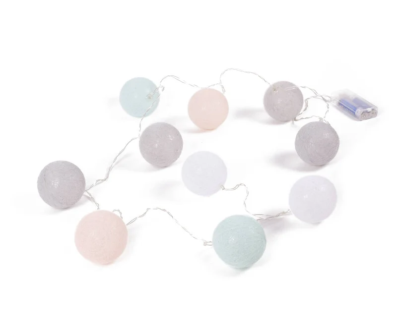 LED-Lichterkette 10x Cotton Ball, 1,52 m, Warmweiß, Innenbereich