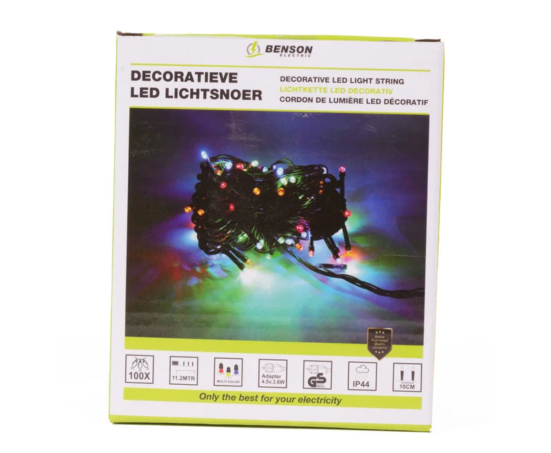 LED-Lichterkette 11,2 m, 100 farbige LEDs, für den Innen-/Außenbereich