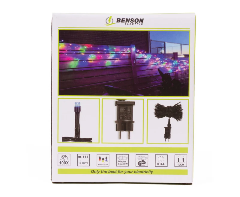 LED-Lichterkette 11,2 m, 100 farbige LEDs, für den Innen-/Außenbereich