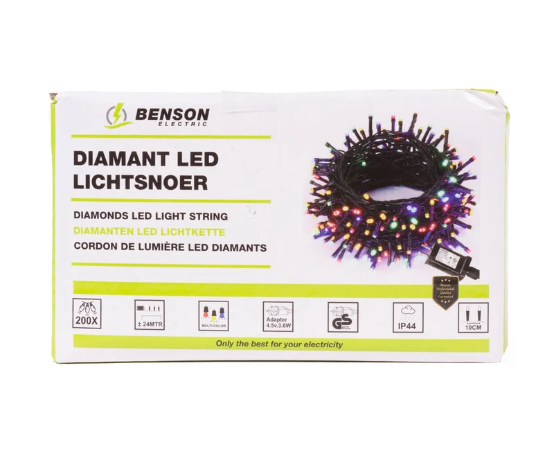 LED-Diamant-Lichterkette 24 m, 200 LEDs, IP44, für innen/außen