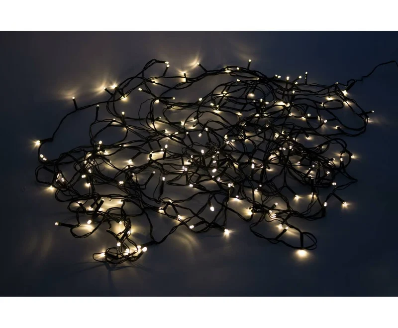 Weiße LED-Lichterkette, 200 LEDs, 25 m, IP44, für Partys drinnen/draußen