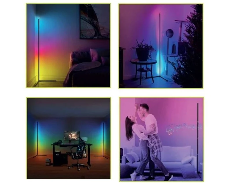 LED-Eckleuchte 15W, RGB+W, 360lm, Musik-Synchronisation, 140cm, USB Typ-C