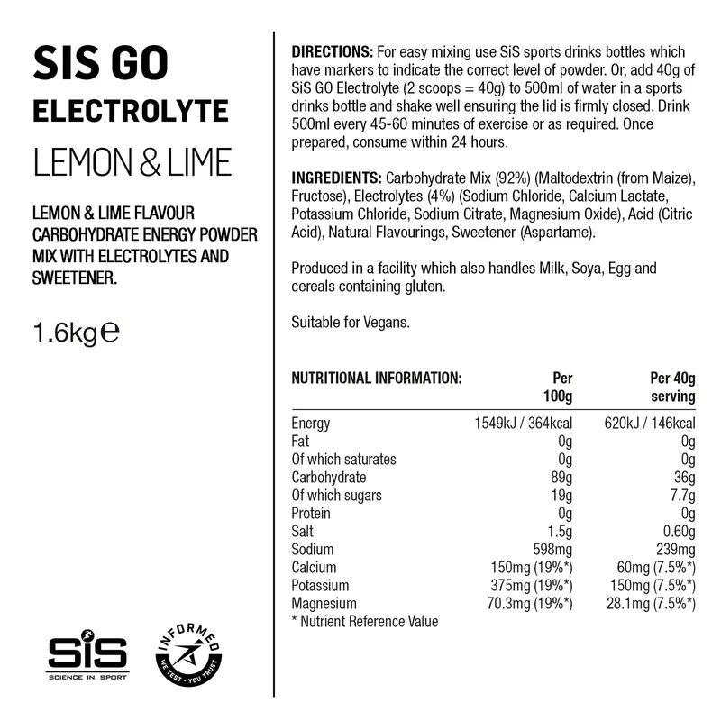 SIS GO Elektrolyt Pulverdose 1.6kg Limette/Zitrone