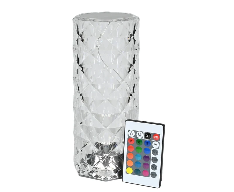 Wiederaufladbare Kristall-LED-Tischleuchte mit RGB und Fernbedienung