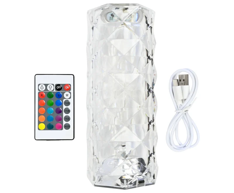 Wiederaufladbare Kristall-LED-Tischleuchte mit RGB und Fernbedienung