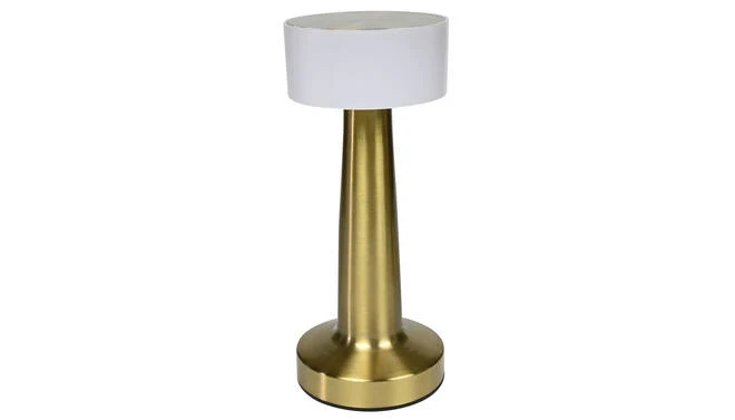 Wiederaufladbare LED-Tischleuchte Touch Gold, 3 Farbmodi, USB-C, 21 cm hoch.