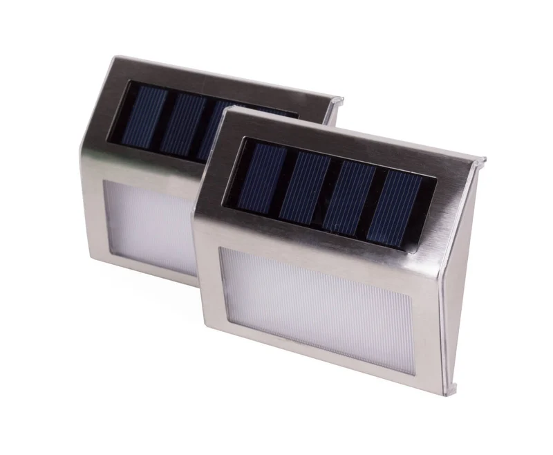 Solar-LED-Wandleuchte Edelstahl 1,2V 400mAh, 2-tlg., ideal für Außenbeleuchtung