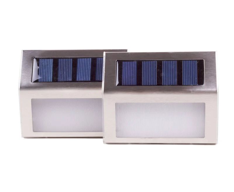Solar-LED-Wandleuchte Edelstahl 1,2V 400mAh, 2-tlg., ideal für Außenbeleuchtung