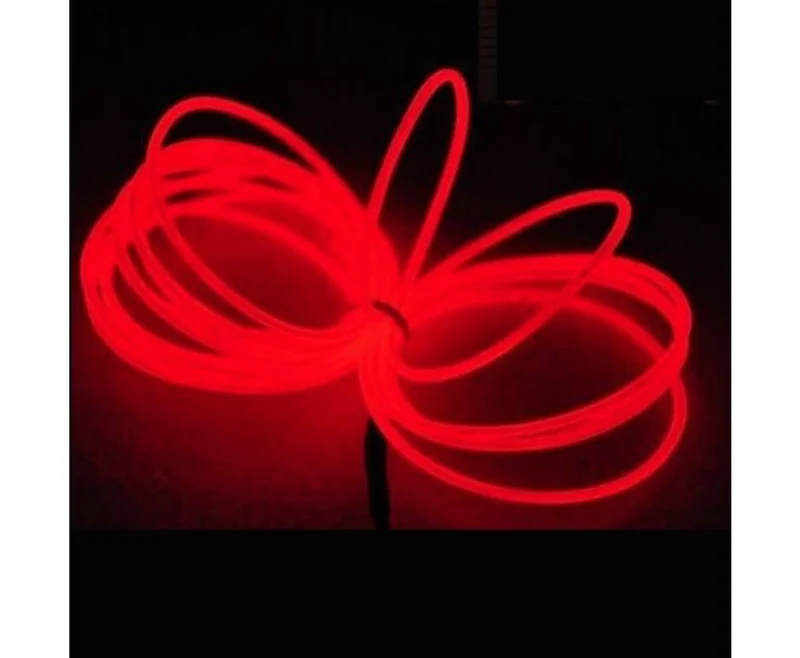 Roter flexibler Neon-Draht 3 m, 3 Leuchtmodi, batteriebetrieben (AA)