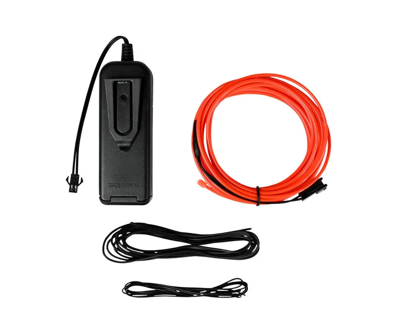 Roter flexibler Neon-Draht 3 m, 3 Leuchtmodi, batteriebetrieben (AA)