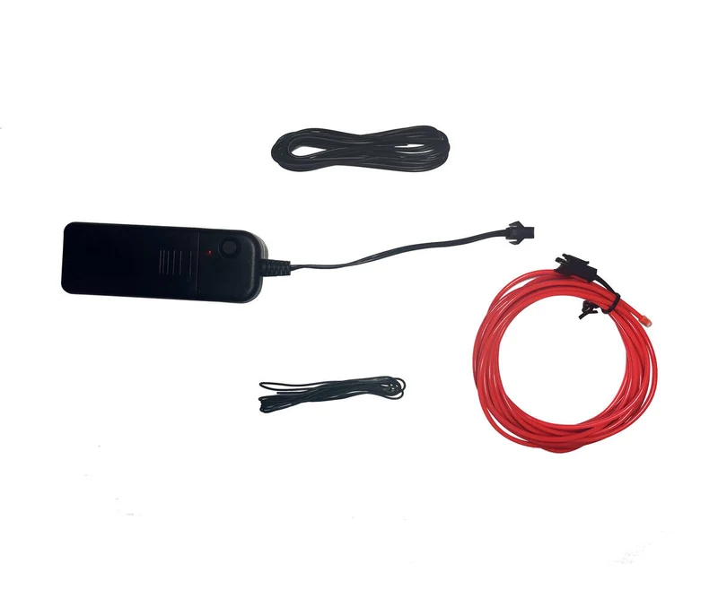 Roter flexibler Neon-Draht 3 m, 3 Leuchtmodi, batteriebetrieben (AA)