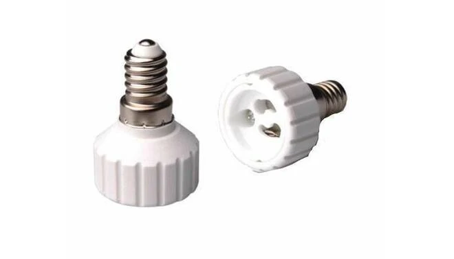 Lampenfassung-Adapter E14 auf GU10, kompatibel mit LED- und Halogenlampen