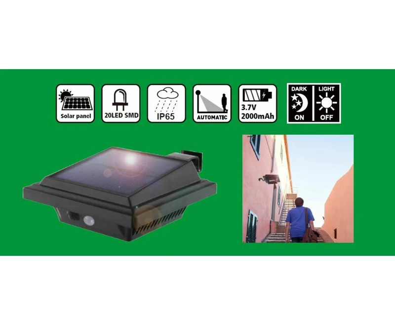 Solar-LED-Wandleuchte mit PIR, 158 Lumen, IP65, 8-10 Std. Leuchtdauer