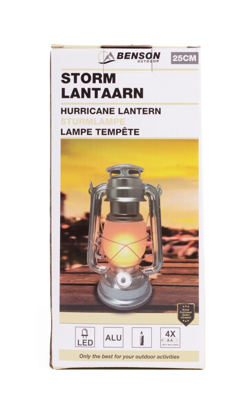 LED-Sturmlaterne 25 cm Alu Flammeneffekt
