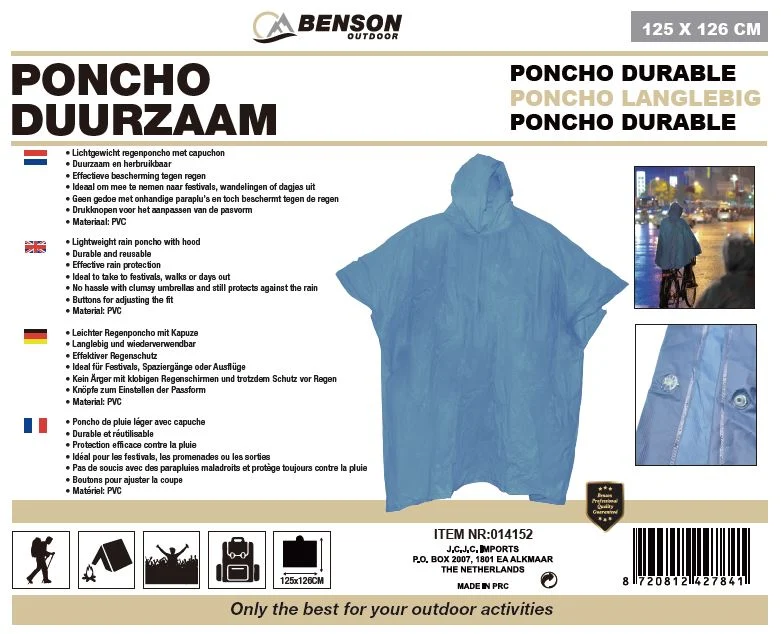 Poncho nachhaltig hellblau – Material PVC, leicht