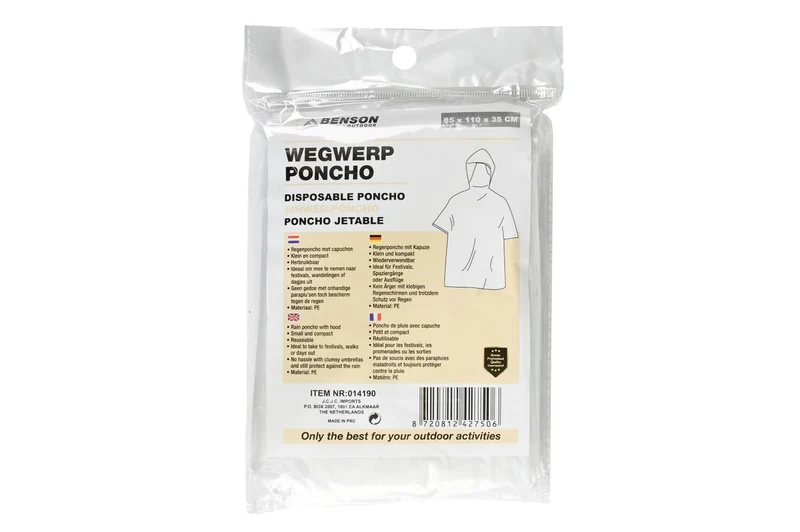 Einweg-Poncho transparent – Farbe transparent, Material PE, kompakt