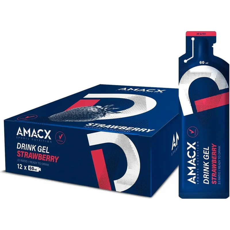 Trink-Energiegel Amacx Drink Gel Erdbeere Box 12stk Blau