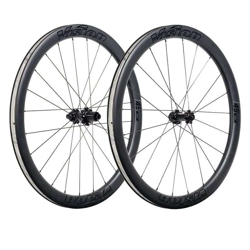 Laufradsatz Vision SC45 Scheibenbremse Center Lock Tubeless Ready Reifen Shimano HG11 Carbon Schwarz